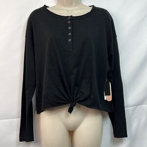 GB Black Long sleeve knit cropped top NWT size XS
